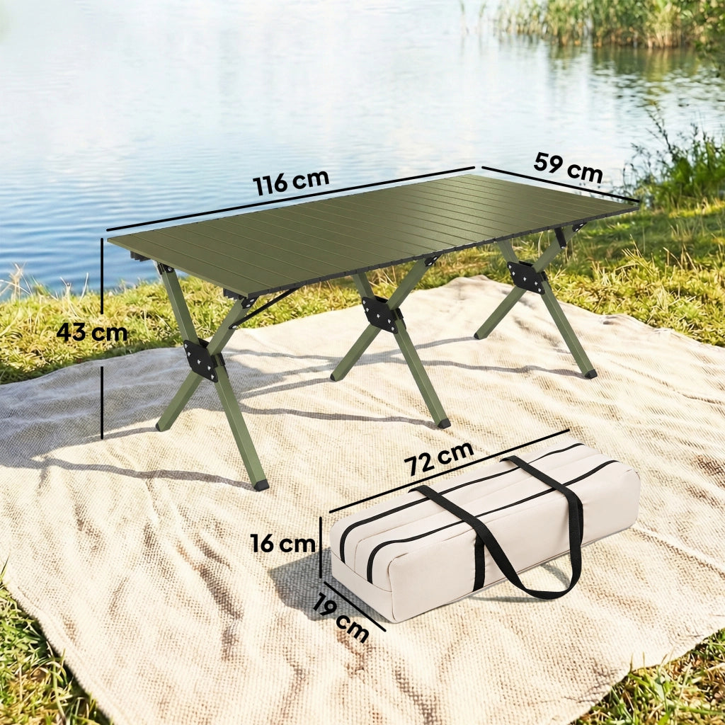 Tavolo pieghevole da giardino ¨C zephmum ¨C verde, metallo, 116 cm