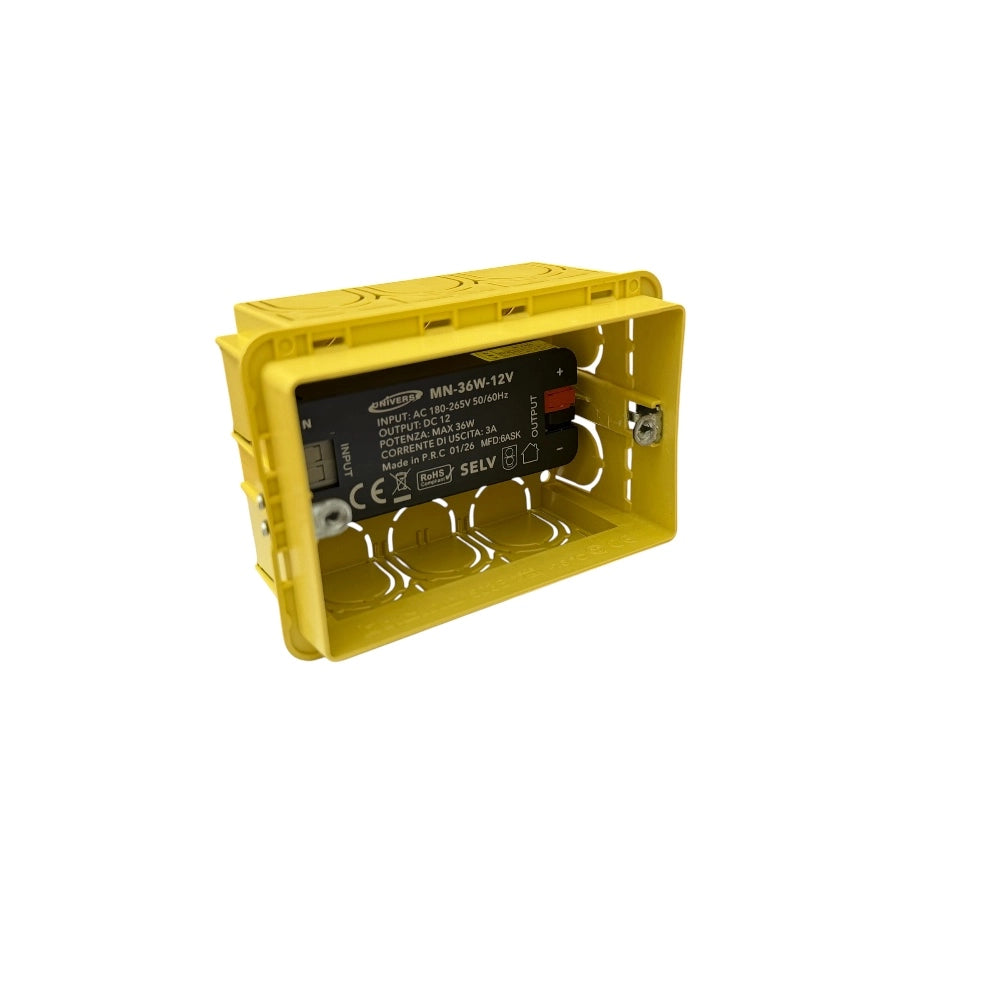 Trasformatore Alimentatore Slim 12V 36W per Scatola 503 Strisce LED Domotica Telecamere Videocitofoni