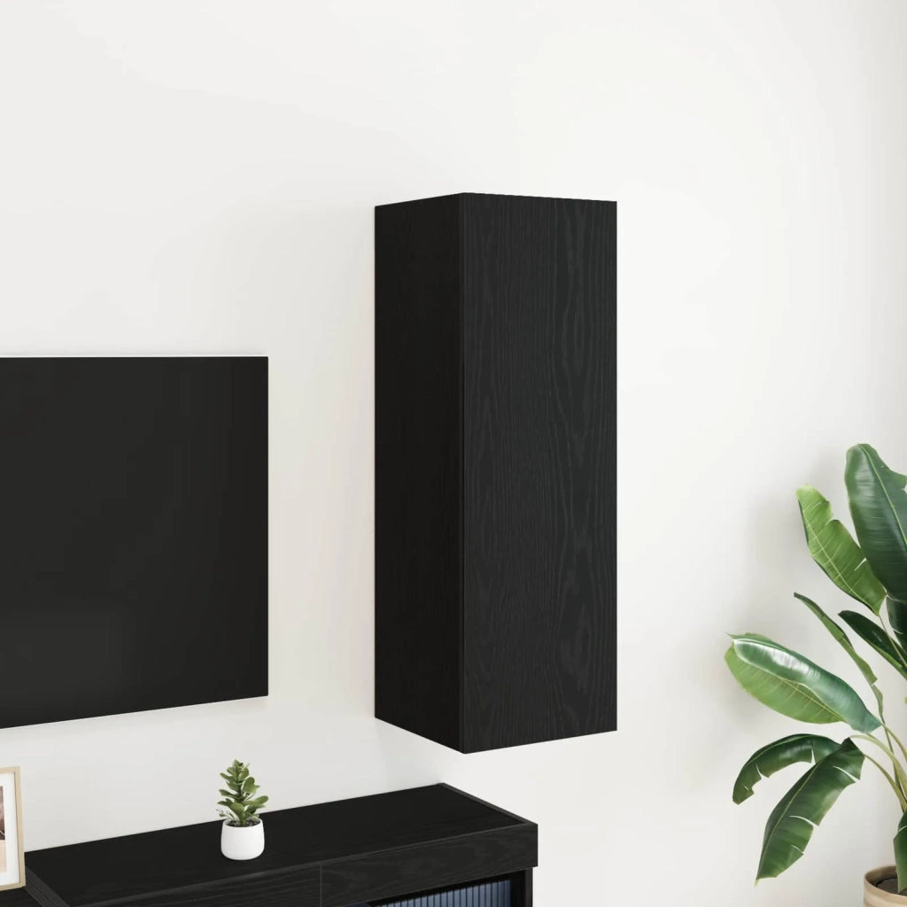 Mobile TV da Parete | Armadietto TV | Mobile Porta TV Rovere Nero 30,5 x 30 x 90 cm