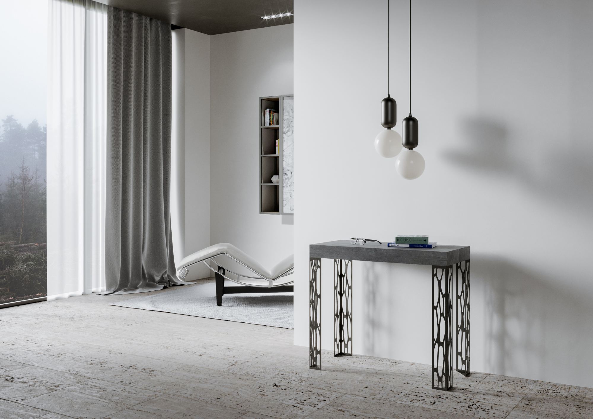 Consolle Allungabile 90-196x40x77 cm in Nobilitato Grigio