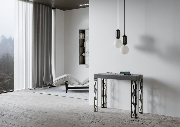 Consolle Allungabile 90-300x40x77 cm in Nobilitato Grigio