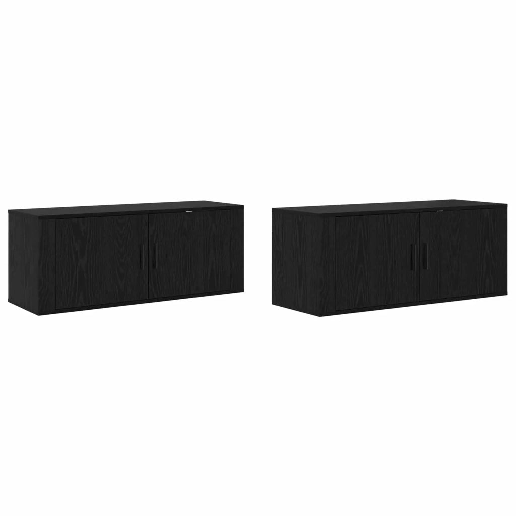 Set Mobile TV da Parete 2 pz Rovere Nero Legno ingegnerizzato 3415605