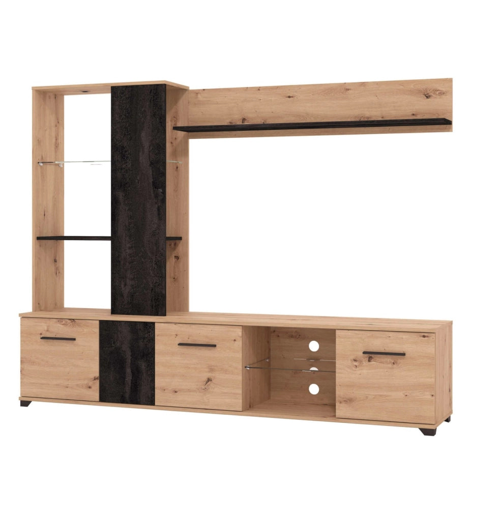 parete attrezzata soggiorno quattro ante moderna minimal in legno cm 202x40x155 5 h - POLE