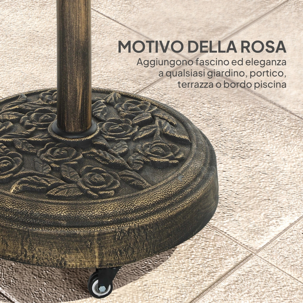 Base per Ombrellone Rotonda con Ruote e Freni ¨C zephmum ¨C Resina Bronzo 21 kg