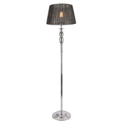Lampada da Terra Alta 151 cm Piantana con Paralume Conico in Tessuto Grigio Ø40 cm Lampada a Stelo Decorativo in Metallo Cromato - lux.pro