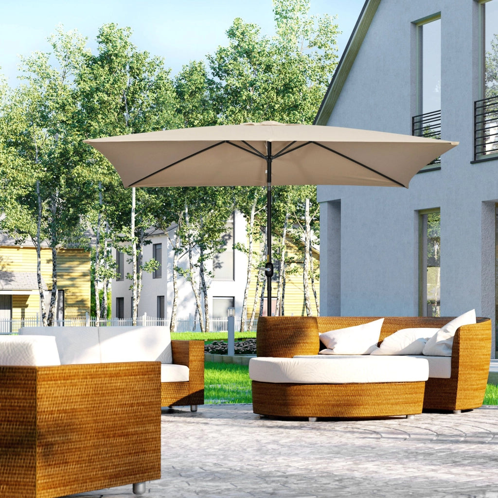 Tenda da sole rettangolare inclinabile ¨C zephmum ¨C kaki 3x2 m in alluminio e poliestere