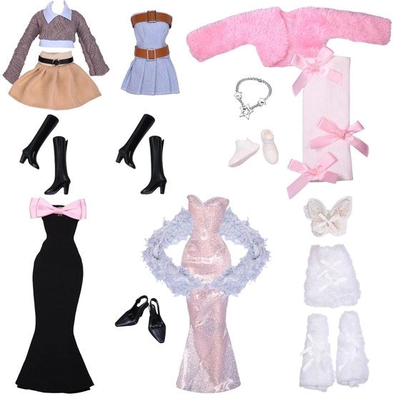 Set di abbigliamento 21 pezzi - Adatto per bambole Barbie - Abbigliamento per bambole 30 cm - Accessori - Combinazioni eleganti - Diversi stili