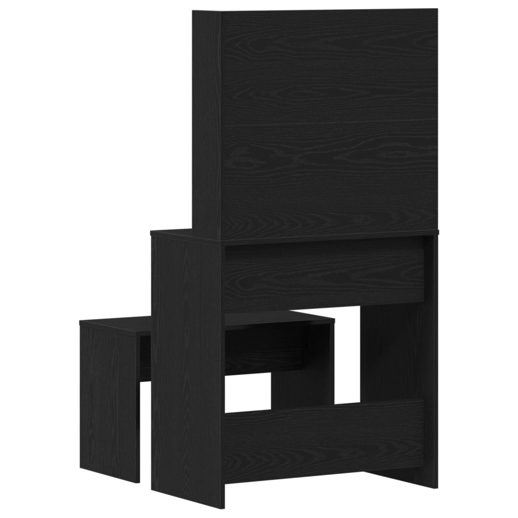 Set di Tavoli da Trucco  in Legno Ingegnerizzato Rovere Nero