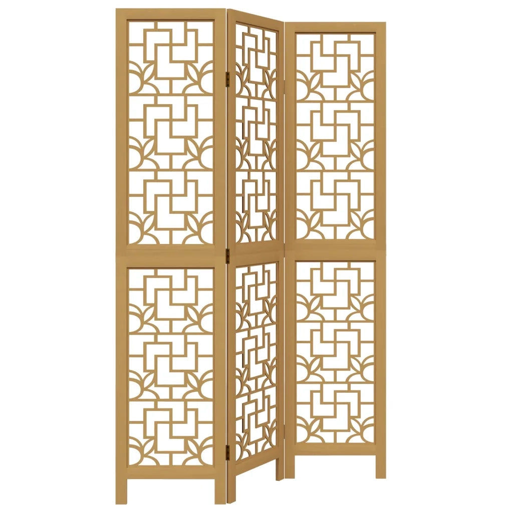 Divisorio Ambienti | Divider per stanze | Paravento 3 Pannelli Marrone Scuro Massello Paulownia