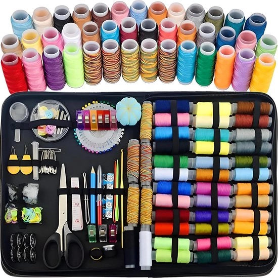 Set di accessori per cucire da viaggio - 226 accessori cucito divisibili per principianti - mini cucito per casa, viaggio, campeggio - emergenze - filo per cucire - forbici - filo a vite - copricapo per campeggio per principianti