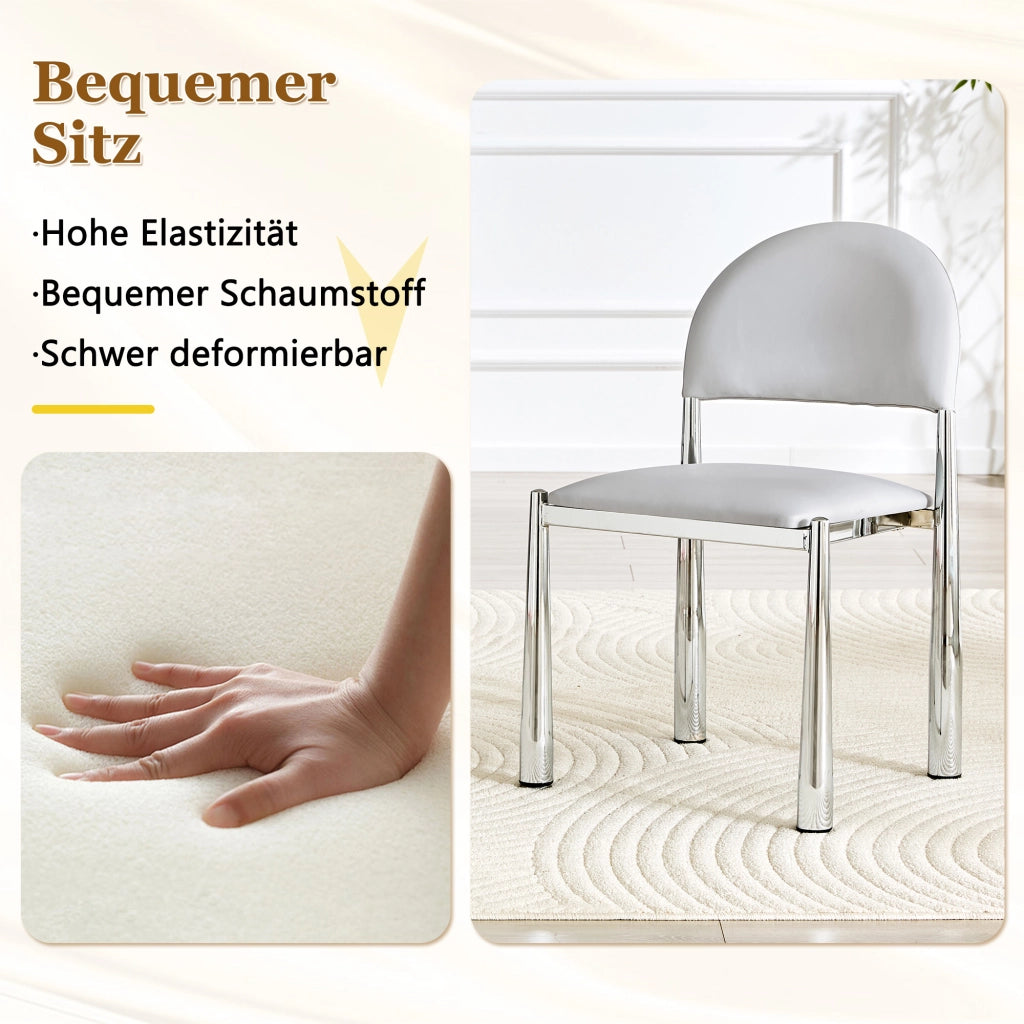 SEDIA da pranzo Set da 2 pezzi 80 cm in PU grigio chiaro con gambe in metallo