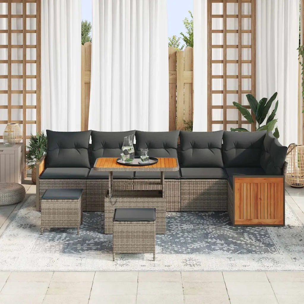 Set Divano da Giardino con cuscino 11 pcs Grigio polyrattan 3365278