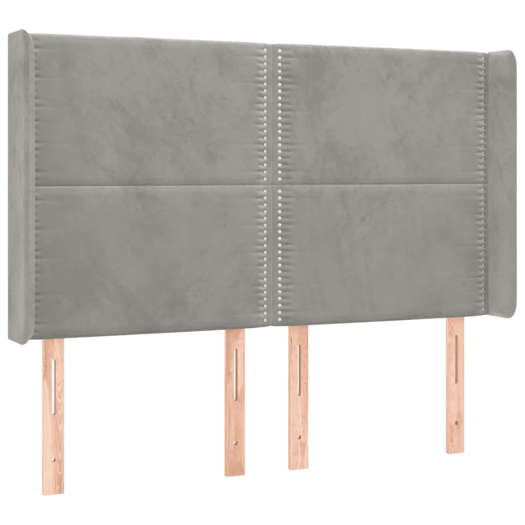 Letto a Molle Materasso e LED Grigio Chiaro 140x190 cm Velluto 3139499