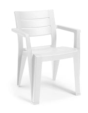 Sedia da Giardino in Resina Effetto Legno per Esterno e Interno Bianca