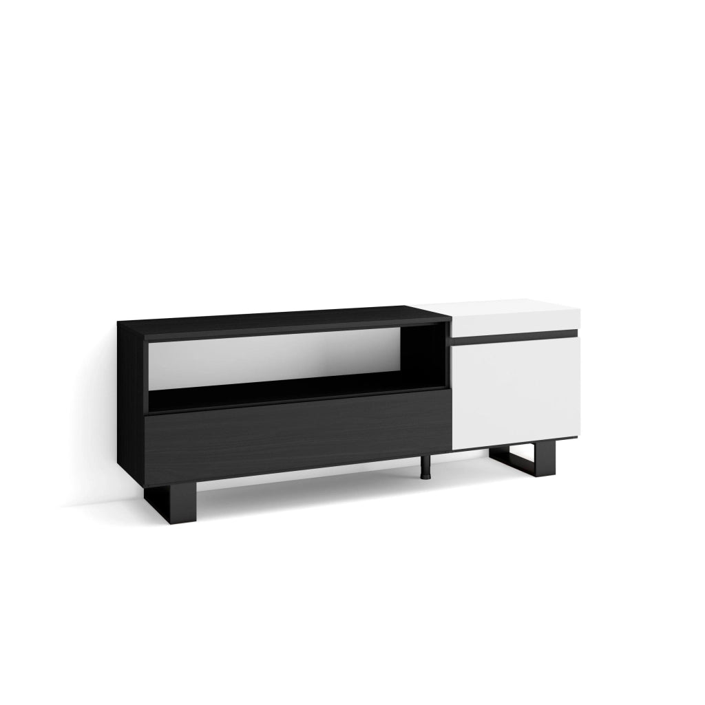 Mobile TV Soggiorno, 150x35x57cm, Per TV fino a 65", Design industriale, Bianco e nero RF2452