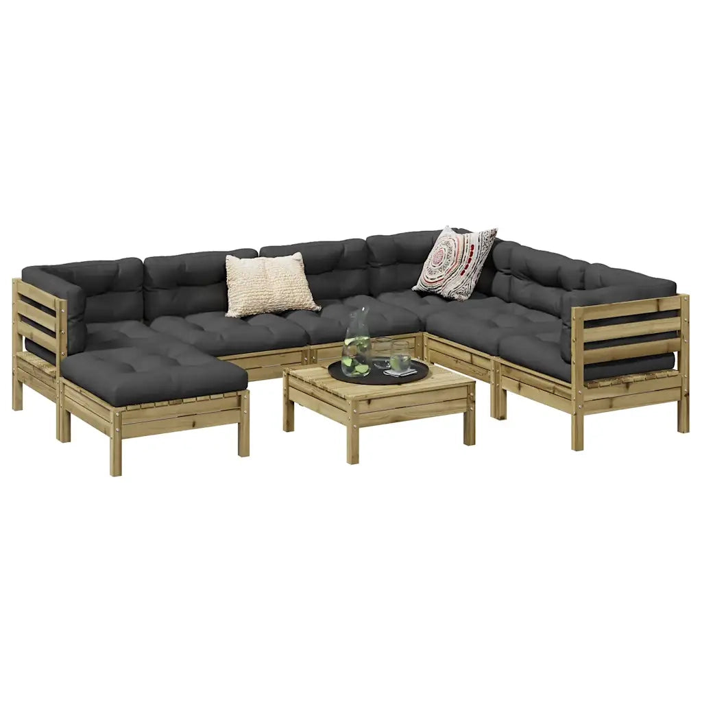 vidaXL Set Divani da Giardino 8pz con Cuscini Legno Impregnato di Pino