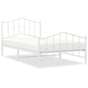Letto singolo | Letto per adulti | Giroletto con Testiera e Pediera Metallo Bianco 100x200 cm