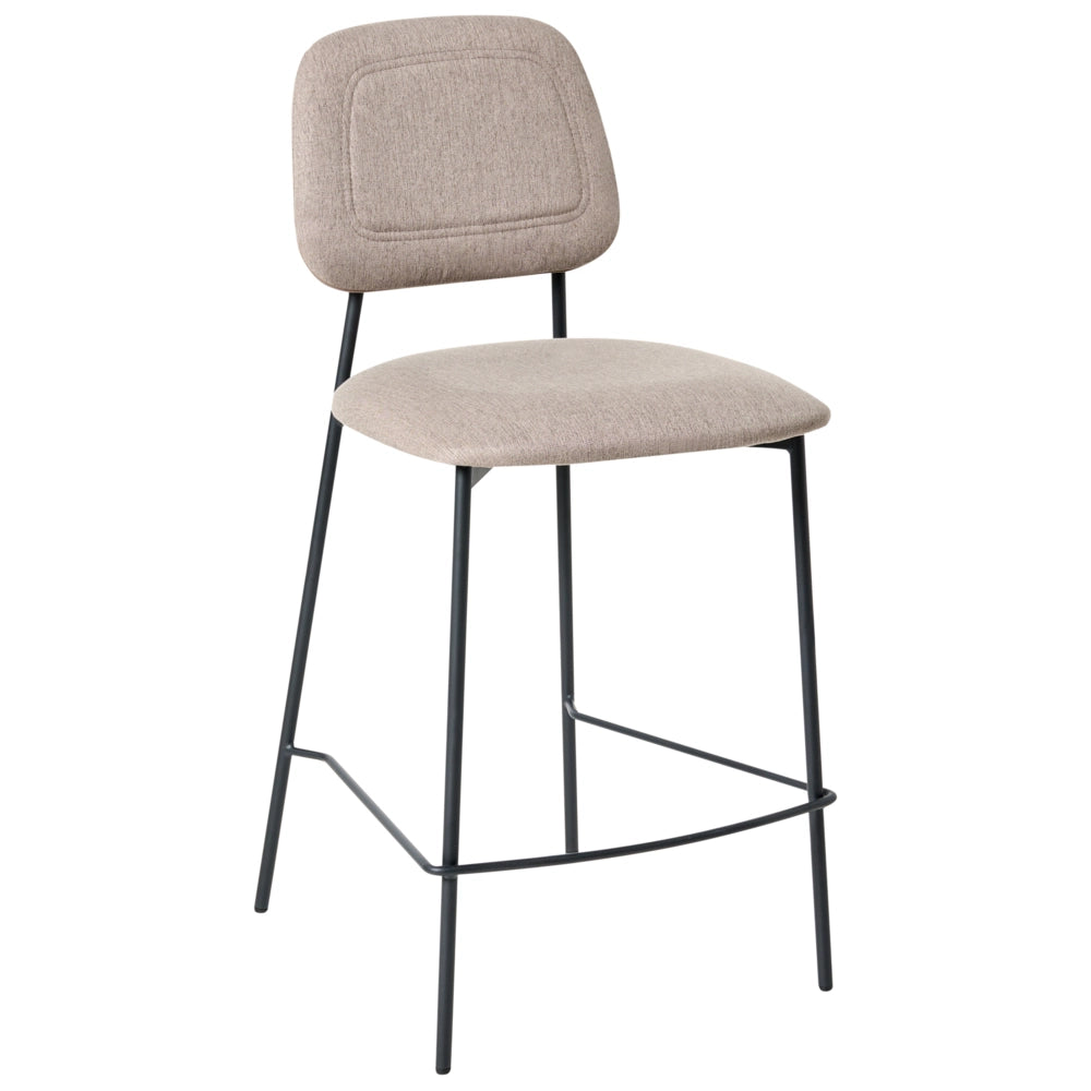 Set di sedie da bar imbottita in finto lino tortora arredi da sala da pranzo Design Glam