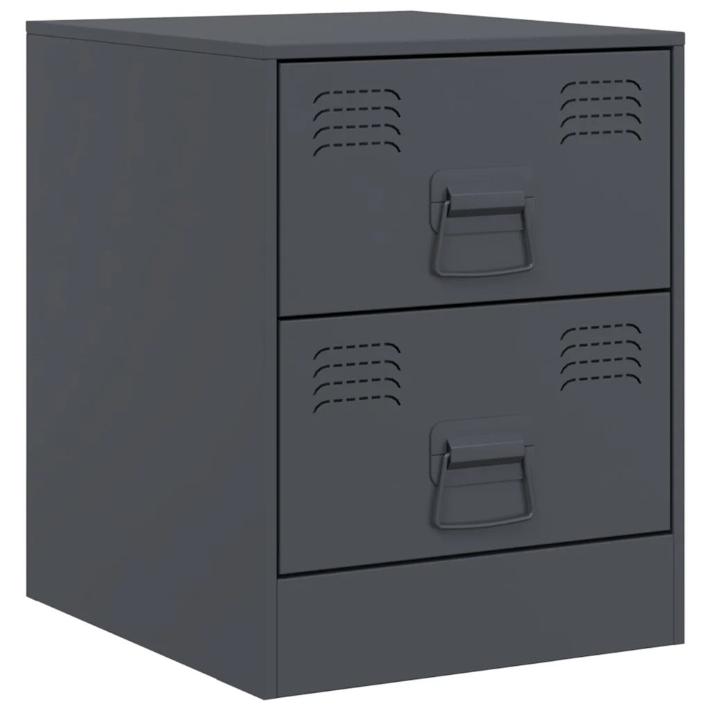 Set di 2 Comodini | Armadio da Notte | Mobiletto da notte Antracite 34,5x39x44 cm in Acciaio