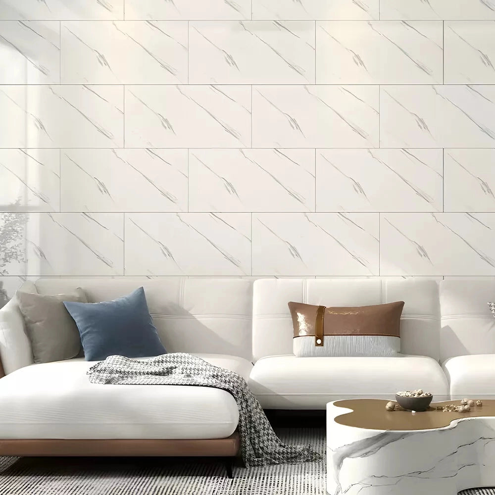 Adesivi Marmo per Parete ¨C Zephmum ¨C Bianco 10 Pezzi