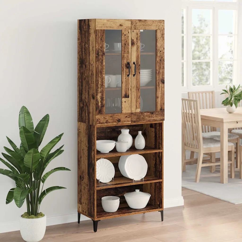 Credenza | Madia | Buffet da pranzo | Armadio da pranzo Legno vecchio 69,5 x 34 x 180 cm Legno multistrato