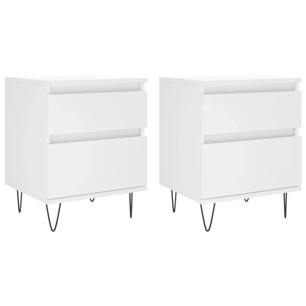 Comodini 2pz Bianchi 40x35x50 cm in Legno Multistrato