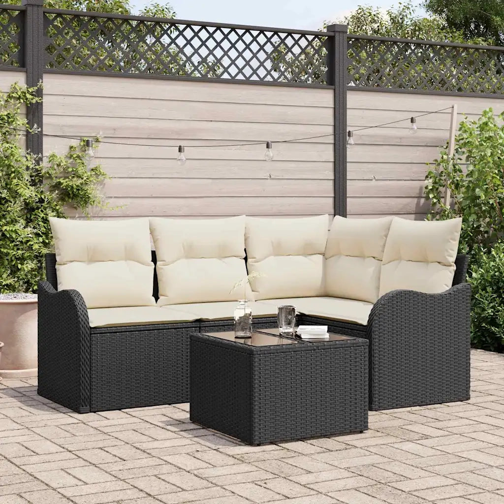 Set Divano da Giardino 5 pcs Nero polyrattan 3345687