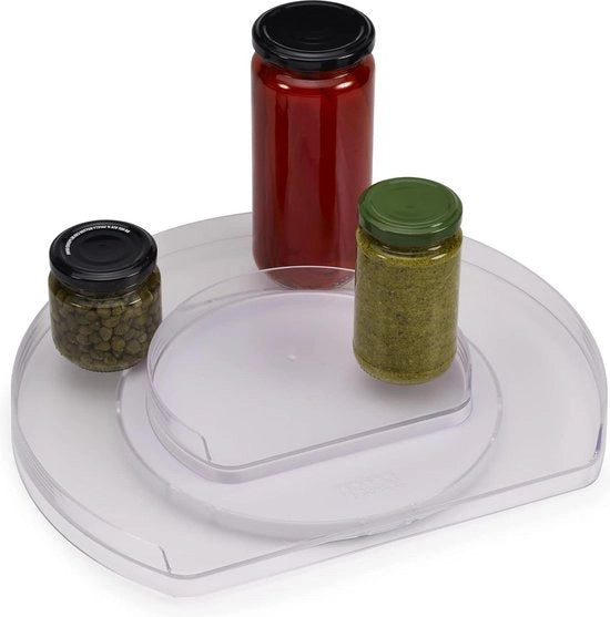 Organizzatore della porta frigorifero - Cassetto di archiviazione Lazy Susan 360° girevole - Conservazione degli alimenti - Base anti-slip - BPA libero