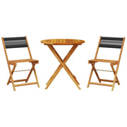 Set da Bistrot 3pz | Set Salotto da Giardino Nero in Polipropilene e Legno Massello