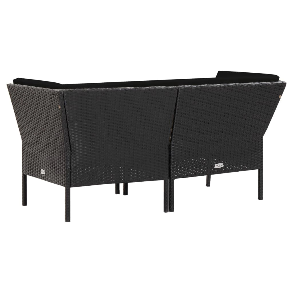 Set mobili da giardino set da esterno 6 pezzi con cuscini in polyrattan nero 02_0016918