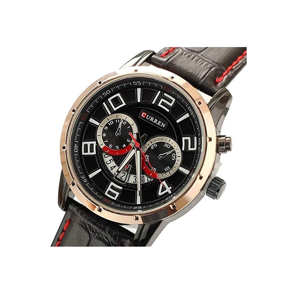 Trade Shop - Orologio Da Polso Per Uomo Con Cinturino In Pelle E Qudrante Nero Curren W8140 -