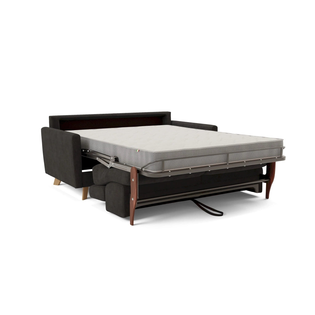 Francy Divano letto matrimoniale con poggiatesta regolabili in tessuto impermeabile e smacchiabile T17 200 cm (mat. 160x197) nero