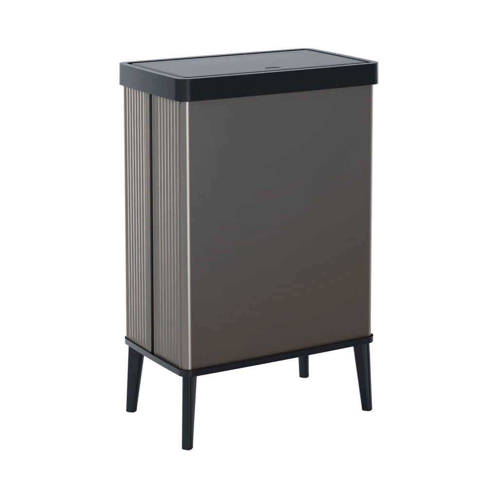 Pattumiera Tofino, Cestino portarifiuti, Bidone per raccolta differenziata, Mobile per spazzatura, 44x27 h69 cm, Grigio scuro