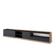 Mobile TV Soggiorno, 310x50x37 cm, Per TV fino a 80", Mobile Soggiorno, Nero e rovere