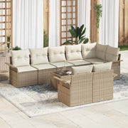 Set Divano da Giardino con cuscino 9 pcs Beige Poly Rattan 3345421