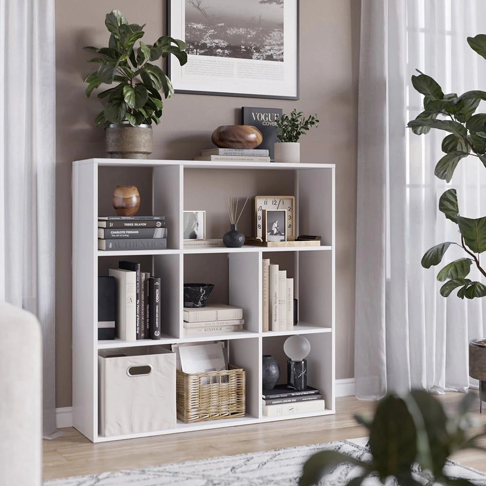 Scaffale Nove, Bianco, 107.2 x 107.8 cm 7 scomparti, per conservazione e come divisorio ambiente
