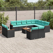 Set Divani da Giardino 13 pz con Cuscini Nero in Polyrattan 3226519