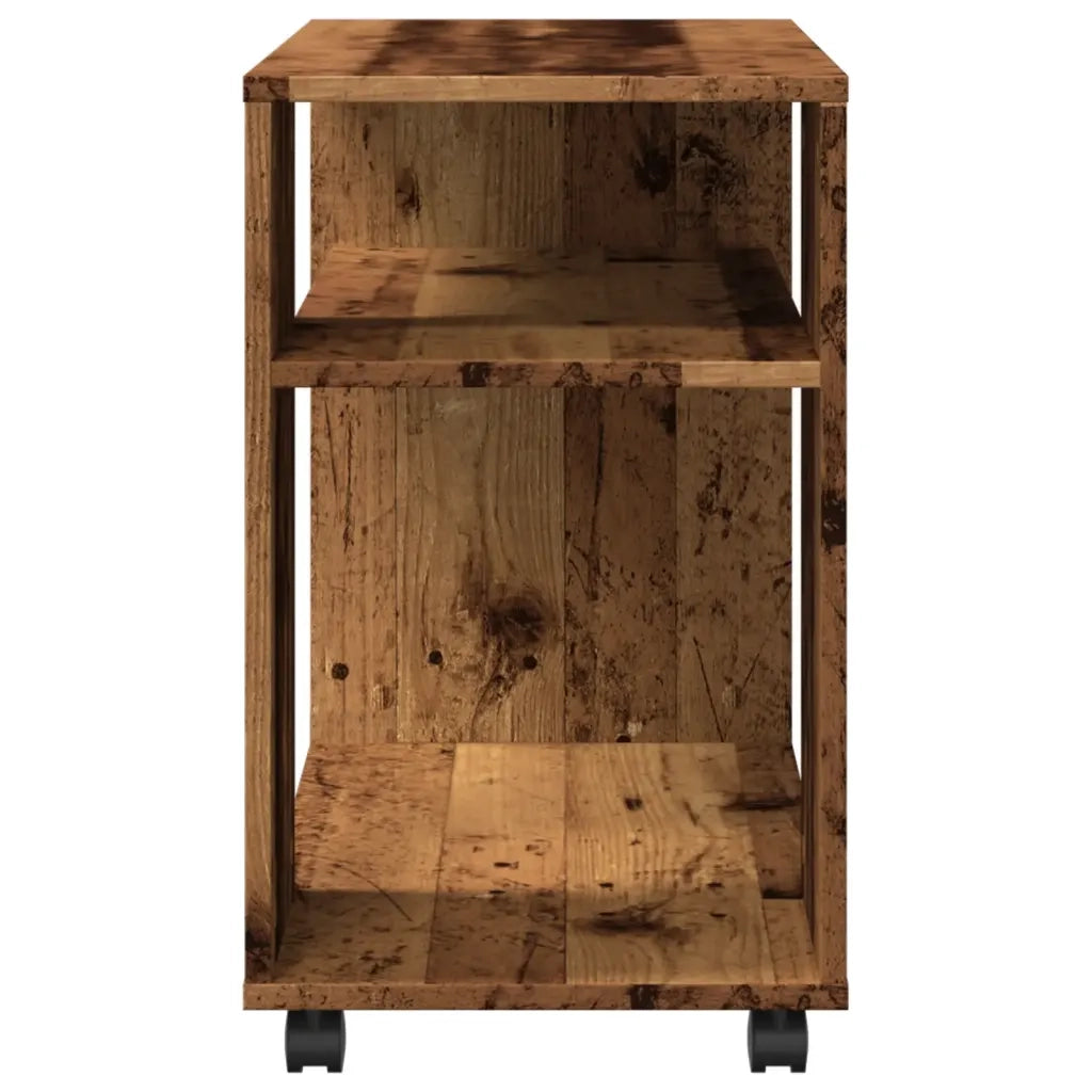 Tavolino con Ruote-Tavolino da soggiorno-Tavolo Legno Antico 70x35x60cm in Truciolato