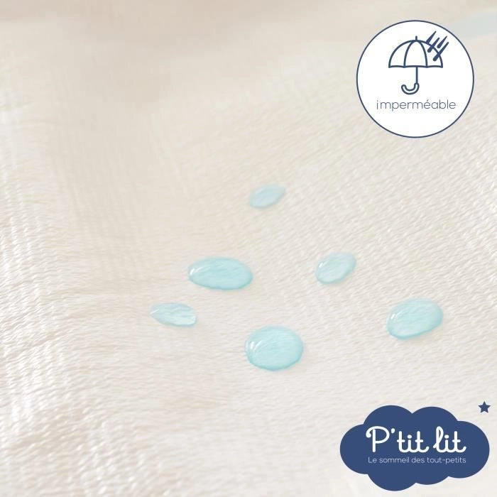 Set 2 Coprimaterasso Antiacaro per Neonati P'TIT LIT - Bouclette 100% cotone - Impermeabile - 50x85 cm
