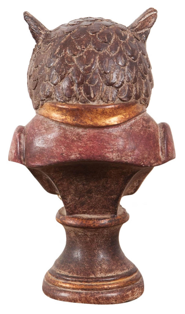 Biscottini Gufo con orologio in resina dipinta L10xPR10xH18 cm Statuetta raffigurante busto