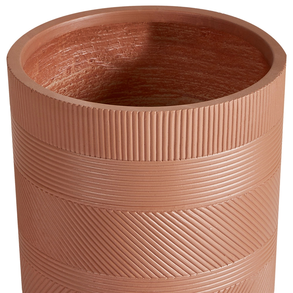 Vaso rotondo per piante in fibra di argilla con motivo a rilievo marrone dorato ⌀ 31 cm terrazzo giardino esterno