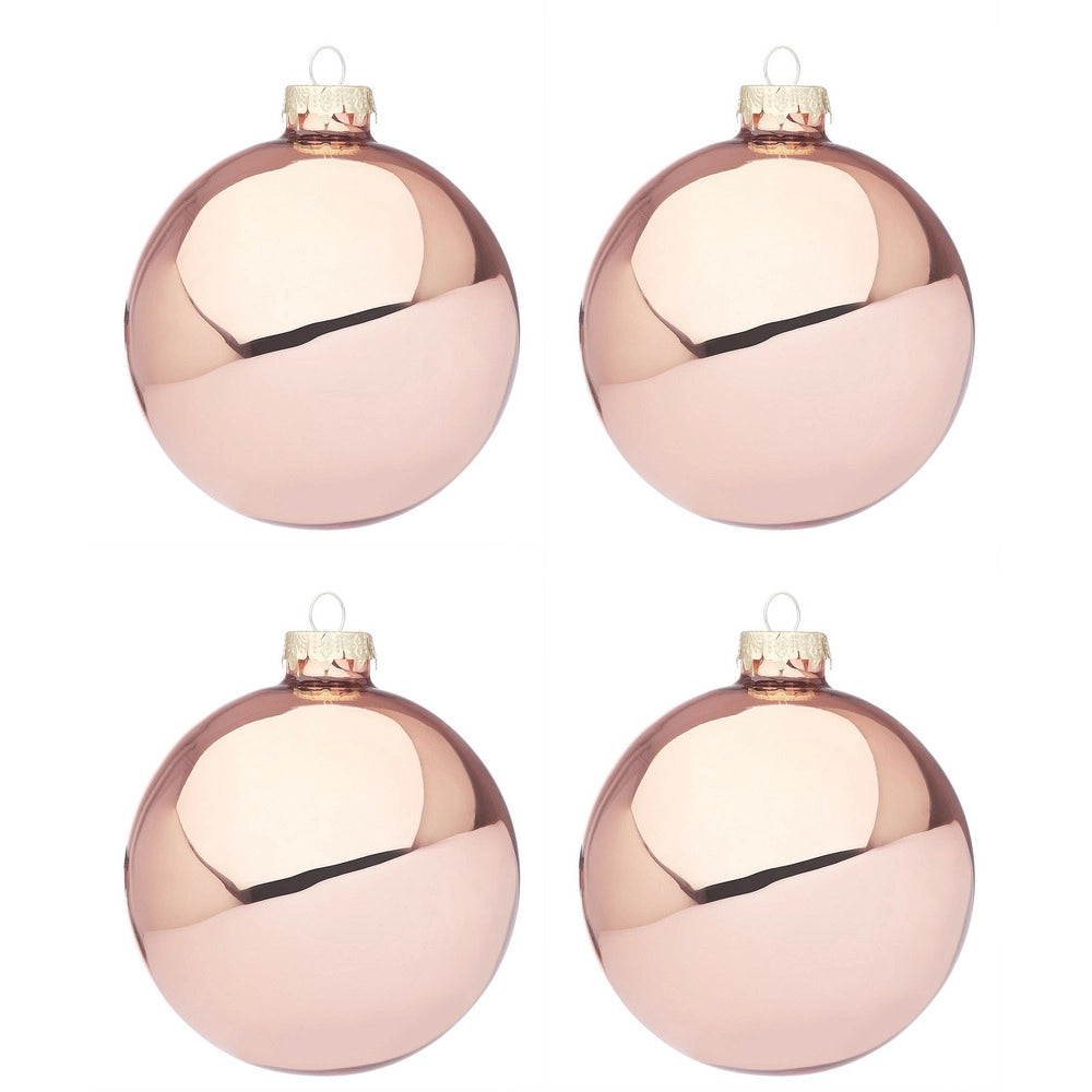 Palline di Natale in Vetro Rosa Lucido Addobbi Albero Diametro: 100 mm