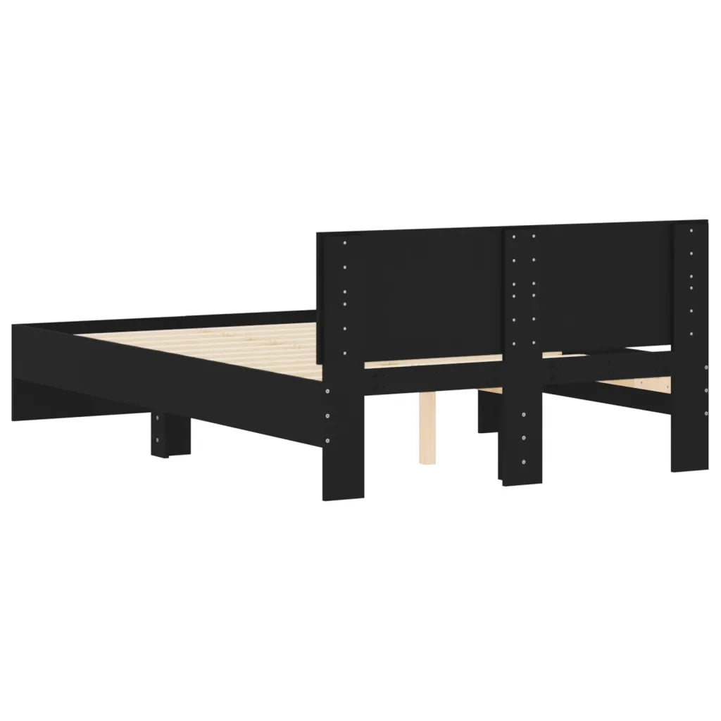 Giroletto con Testiera-Struttura Letto con testiera Nero 135x190 cm