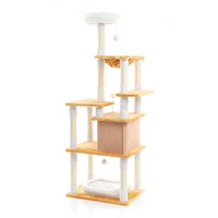 Fudajo Albero tiragraffi per gatti 164cm bianco/marrone con sisal e cuccetta