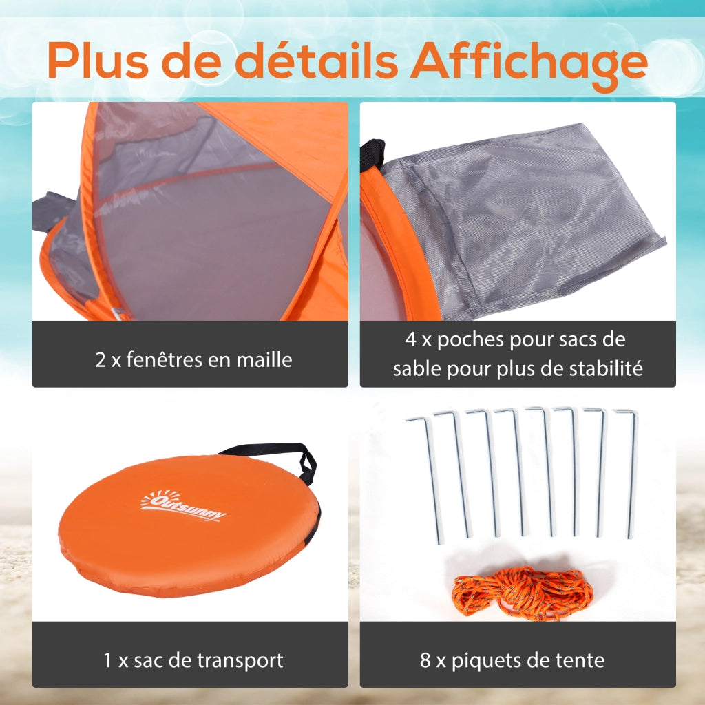 Tenda da spiaggia pieghevole pop-up automatica ¨C zephmum ¨C arancione
