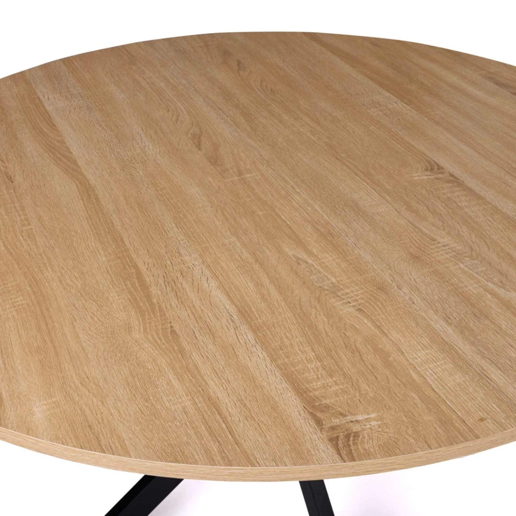 IDMarket - Tavolo da pranzo rotondo ALIX, legno e gambe a ragno nere, 4-6 persone, 110 cm