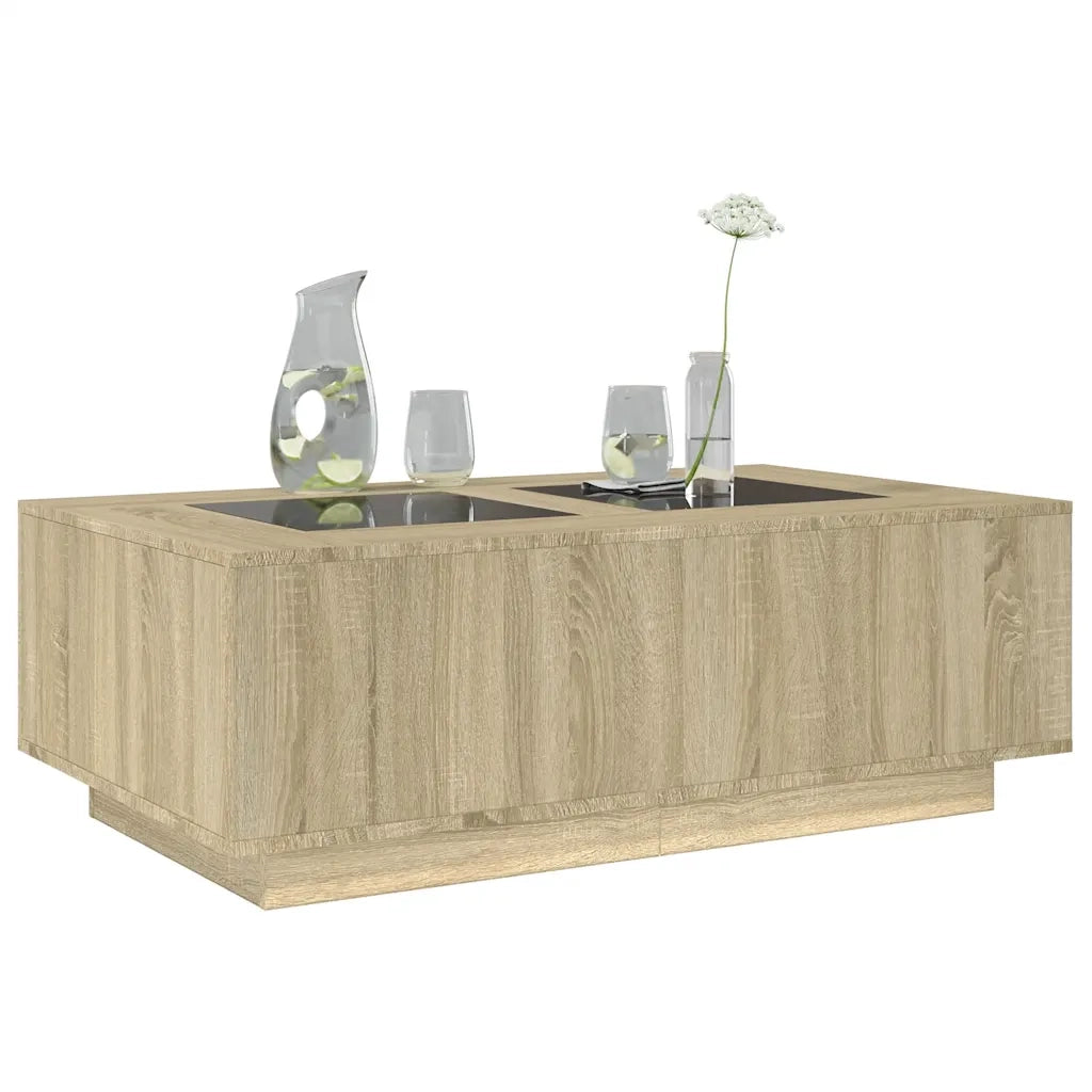 Tavolino da Salotto con LED Infinity-Tavolino da soggiorno Rovere Sonoma 116x69x40 cm 556049