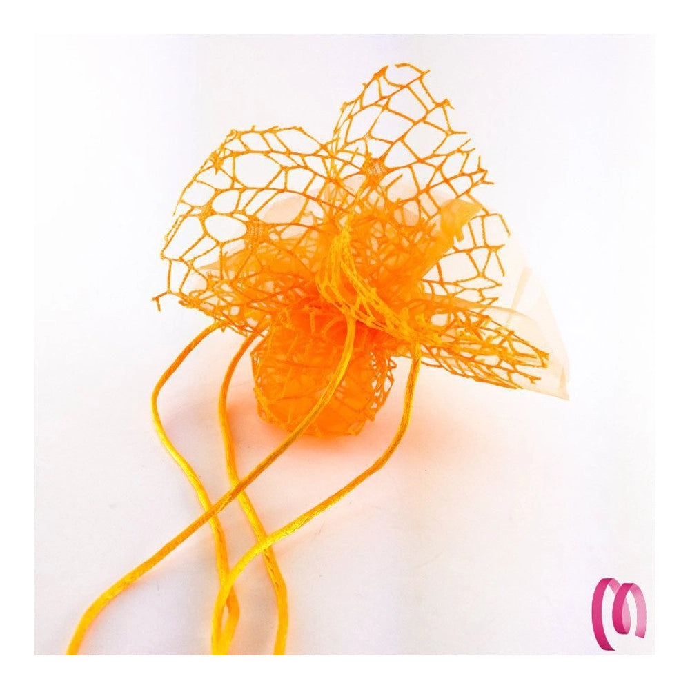 Trade Shop - 20 Sacchetti Velo Veletti Organza Rete Tulle Per Confetti Matrimonio Bomboniere - Arancione