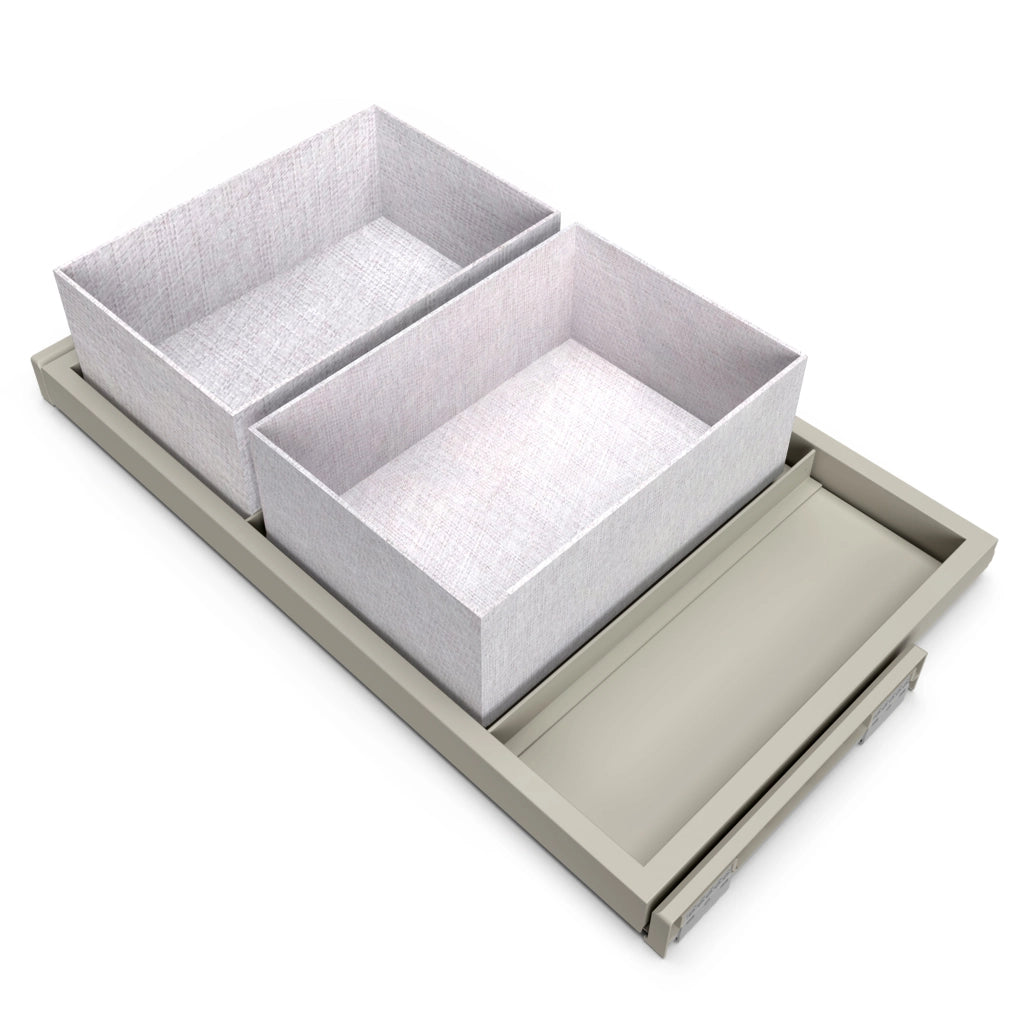 Kit 2 Cestelli e Vassoio per Amadio Regolabile 800 mm Emuca Grigio Pietra