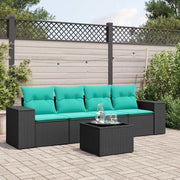 Salotto da Giardino-Set Divani da Giardino 5 pz con Cuscini Nero in Polyrattan 456399